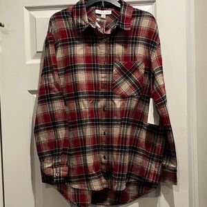 She + Sky Red and Black Plaid Shirt